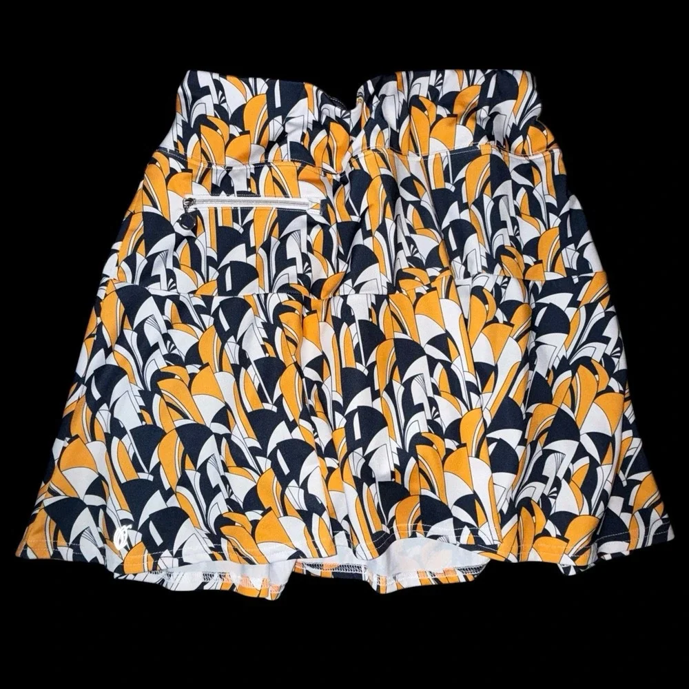 GG Blue Luxe Sport Golf Athletic Swing Skort Sz L Art Deco Tennis Pickleball